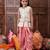 girls striped pure cotton kurti with dhoti pants (dh-offwhitelurex)