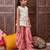 girls striped pure cotton kurti with dhoti pants (dh-offwhitelurex)