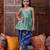 girls ethnic motifs printed u-neck georgette a-line kurti with dhoti pants (dh-bluekota)