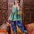 girls ethnic motifs printed u-neck georgette a-line kurti with dhoti pants (dh-bluekota)