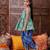 girls ethnic motifs printed u-neck georgette a-line kurti with dhoti pants (dh-bluekota)