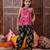 girls ethnic motifs printed one shoulder a-line top with dhoti pants (dh-magentakota)