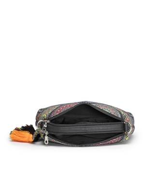 black canvas sling bag with mandala print 7