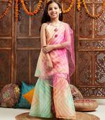 girls striped regular kurta with sharara & dupatta (sha-kotaleheriya)