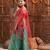 girls printed cold-shoulder sleeves ready to wear lehenga & blouse with dupatta (l-greenredmulti)