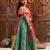 girls printed cold-shoulder sleeves ready to wear lehenga & blouse with dupatta (l-greenredmulti)