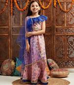 girls printed ready to wear lehenga & blouse with dupatta (l-ltpurplefloral)