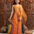 girls printed sleeveless ready to wear lehenga & blouse with dupatta (l-orangebluebandhni)