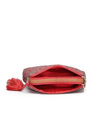 red canvas sling bag with mandala print 7