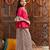 girls floral printed gotta patti bell sleeves pure cotton top with palazzos (iw-greymulti)