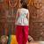 girls grey & red floral printed gotta patti a-line kurti with dhoti pants (dh-greyfloral)