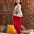 girls grey & red floral printed gotta patti a-line kurti with dhoti pants (dh-greyfloral)