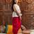 girls grey & red floral printed gotta patti a-line kurti with dhoti pants (dh-greyfloral)