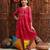 girls printed fit & flare georgette ethnic dress (iw-magentaggt)