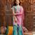 girls floral printed regular kurta with sharara & with dupatta (sha-bluepinkboota)