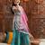 girls floral printed regular kurta with sharara & with dupatta (sha-bluepinkboota)