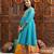 girls printed & embroidered fit & flare georgette ethnic dress (iw-turqfoilgota)