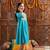 girls printed & embroidered fit & flare georgette ethnic dress (iw-turqfoilgota)