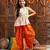 girls floral printed regular gotta patti kurta with dhoti pants (dh-orangeboota)