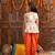 girls floral printed regular gotta patti kurta with dhoti pants (dh-orangeboota)