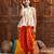 girls floral printed regular gotta patti kurta with dhoti pants (dh-orangeboota)