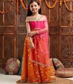 girls embellished sequinned ready to wear lehenga & blouse with dupatta (l-orangegotalace)