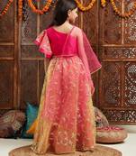 girls gotta patti ready to wear lehenga with blouse & dupatta (l-magentagreengota)