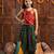 girls floral printed regular kurti with dhoti pants (dh-greenfoil)