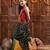 girls floral printed regular kurti with dhoti pants (dh-greenfoil)