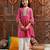 girls magenta ethnic motifs printed regular kurta with pyjamas (ks-magentadobby)