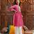 girls magenta ethnic motifs printed regular kurta with pyjamas (ks-magentadobby)