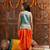 girls floral printed regular gotta patti kurti with dhoti pants (dh-greenorange)