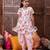 girls floral printed regular kurta with dhoti pants (dh-peachrose)