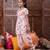 girls floral printed regular kurta with dhoti pants (dh-peachrose)