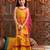 girls ethnic motifs printed regular mirror work kurta with sharara & dupatta (sha-yellowbooti)