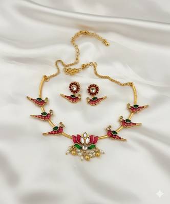 Multicolor gold plated stainless steel jewellery set 3