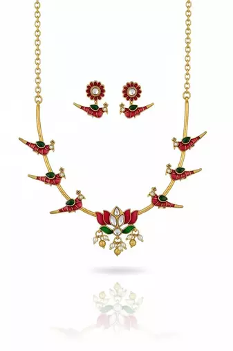 Multicolor gold plated stainless steel jewellery set