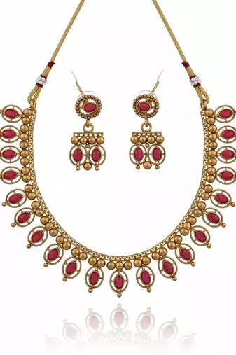 Red gold plated stainless steel jewellery set