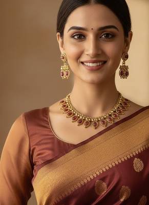 Red gold plated stainless steel jewellery set 3