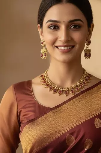 Red gold plated stainless steel jewellery set