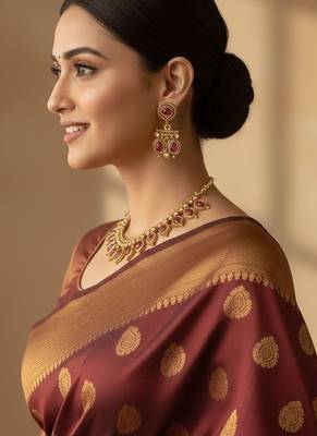 Red gold plated stainless steel jewellery set 4