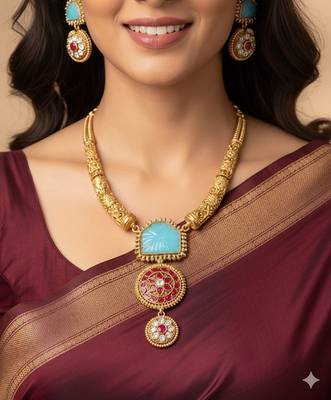 Multicolor gold plated stainless steel jewellery set 2