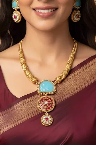 Multicolor gold plated stainless steel jewellery set