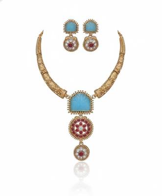 Multicolor gold plated stainless steel jewellery set 4