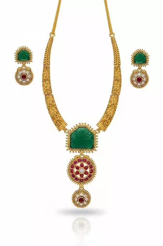 Multicolor gold plated stainless steel jewellery set