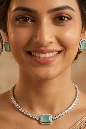 American diamond choker jewellery set - ideal for fashionable women's statement