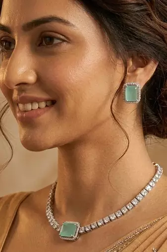 American diamond choker jewellery set - ideal for fashionable women's statement