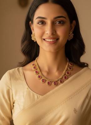 Red gold plated stainless steel jewellery set 2