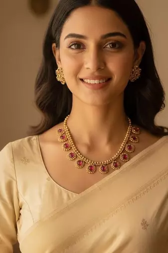 Red gold plated stainless steel jewellery set