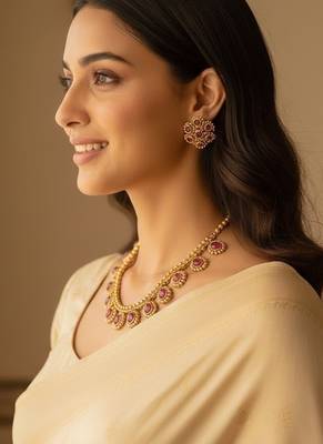 Red gold plated stainless steel jewellery set 3